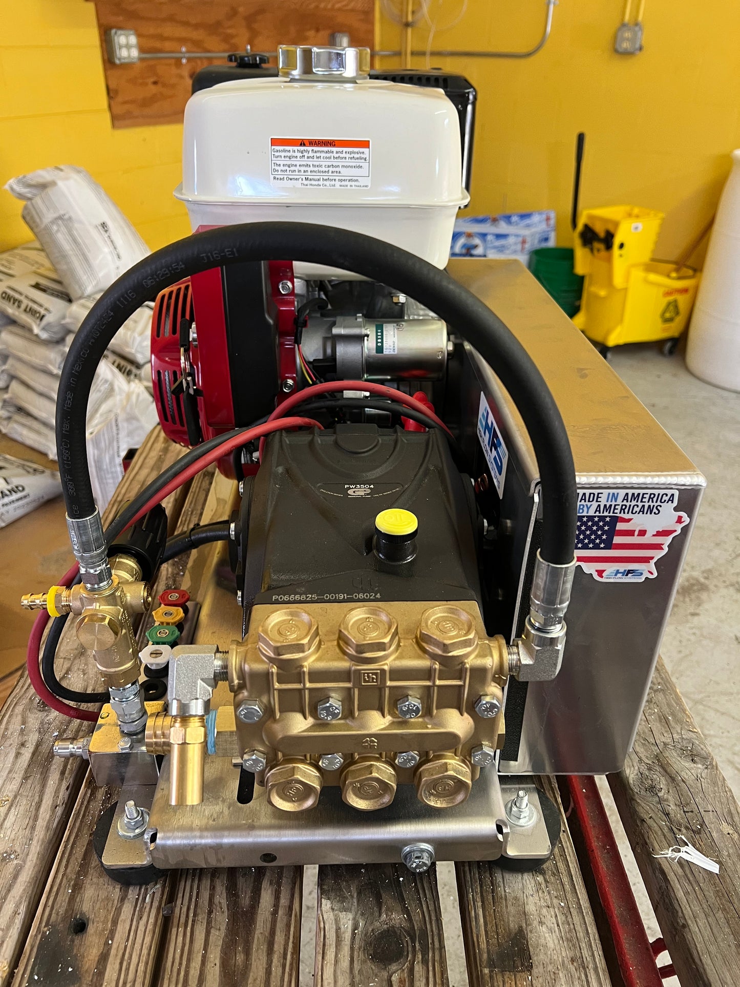 Honda GX390 4GPM @ 4000 psi w/ General Pump Belt Driven Skid Mount Electric Start
